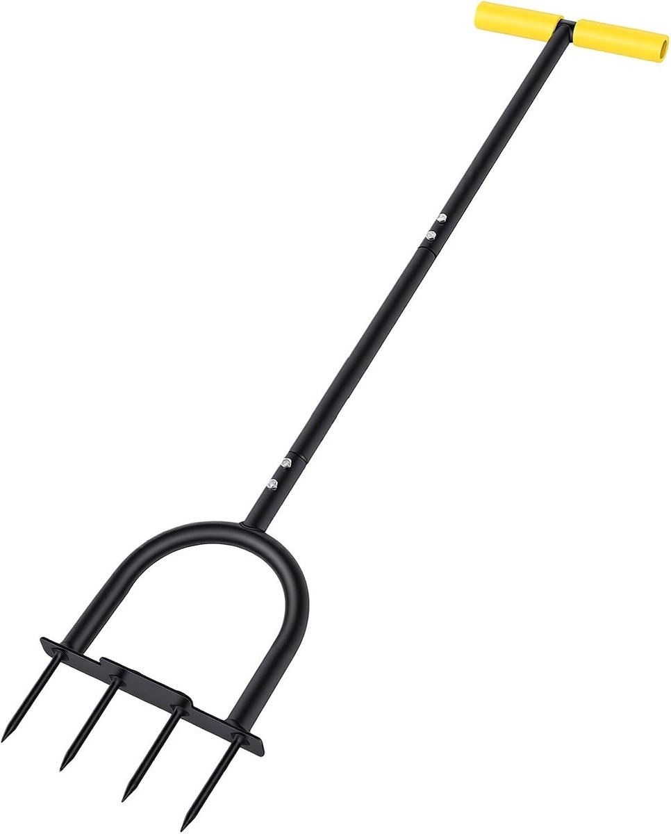 Handmatige Gazonbeluchter - Bodemluchtprikker Tuin - Gazononderhoud Verbeteren - Stevige Staalconstructie - 4 Spikes - Zwart
