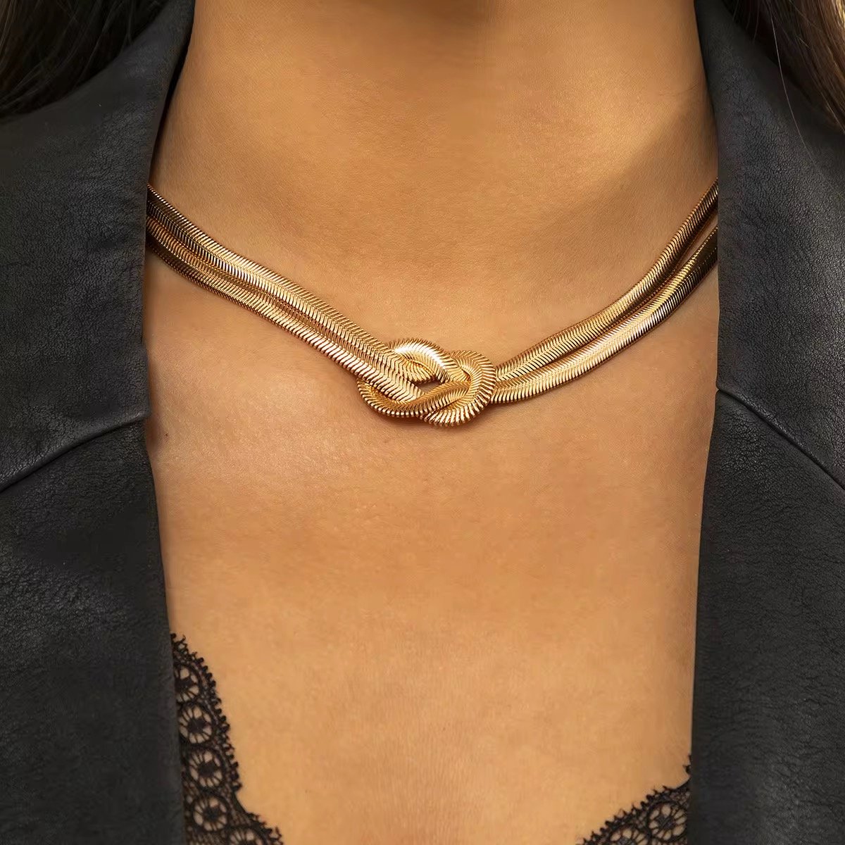 Soraro Gevlochten Ketting | Elegant | Goudkleurig | 10mm | Dames Ketting