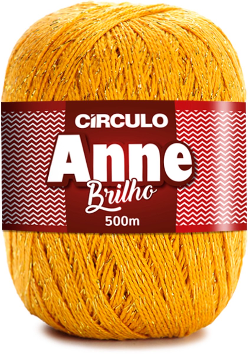 Círculo Anne Brilho - Glittergaren - Gemerceriseerd katoen met lurex - 151 g - 500 m - Mosterdgeel