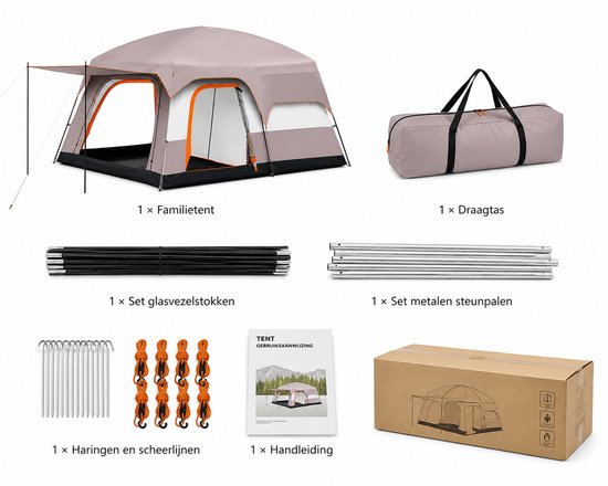 Jurrys tent - Kampeertent - Zonnescherm - paviljoentent - 4 personen - Met draagtas - Weerbestendig - Uv bescherming - 210x155x180 cm van Jurrys — afbeelding 3