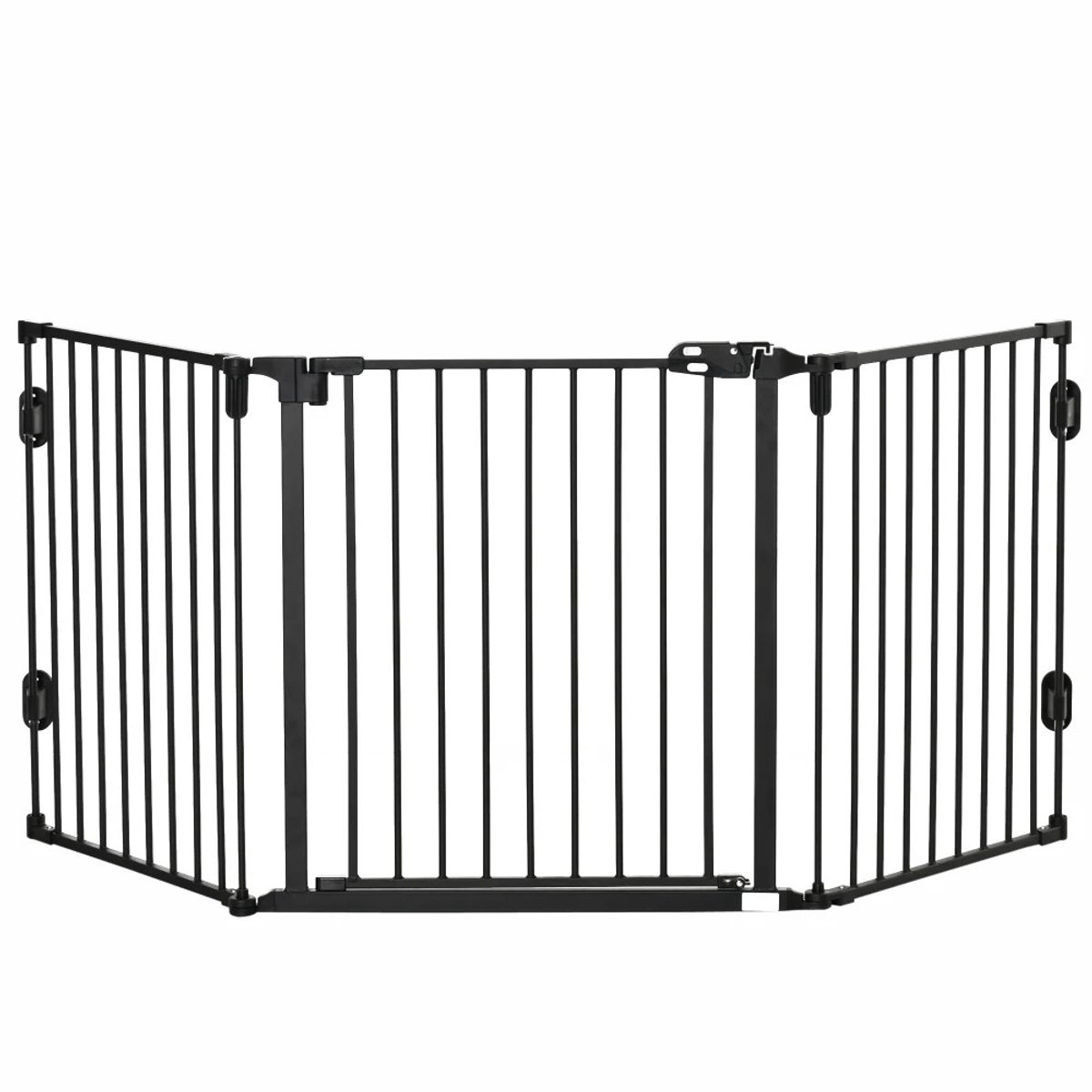 LUMÉ STORE Veiligheidshek - Hondenhek - Traphekje - Hondenren - Automatische Deur - Opvouwbaar - Verstelbaar - 202x76cm - Zwart