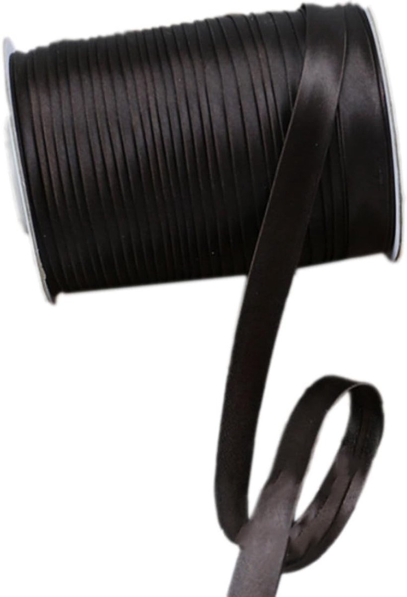 Satin Bias Tape 1.5 cm voor naaien, platte satijnen piping tape voor kleding, decoratie en quilten in donkerbruin
