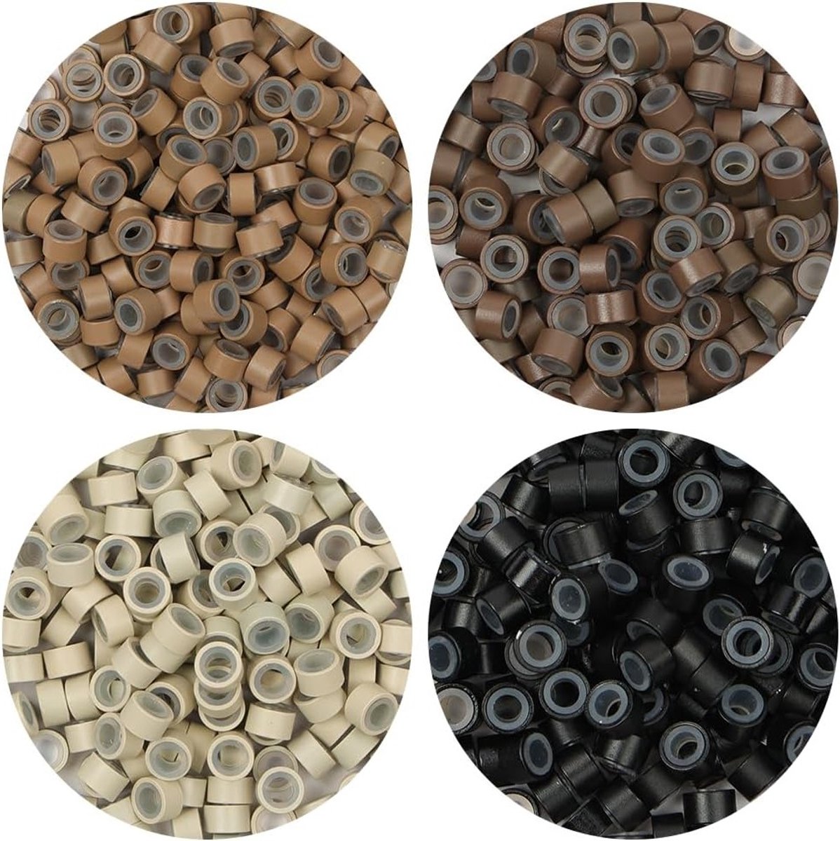 200 Stuks 5mm Silicone Lined Nano Ringen voor Haarverlengingen - Micro Beads en Links voor Professioneel Gebruik (Bruin)