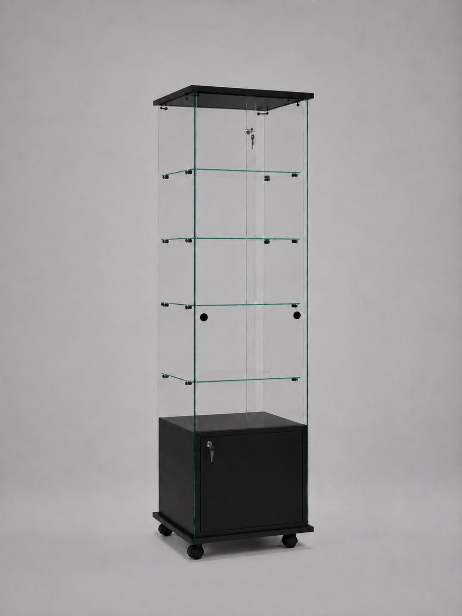 Volglas vitrine met onderkast Elegance 5K zonder verlichting - zwart