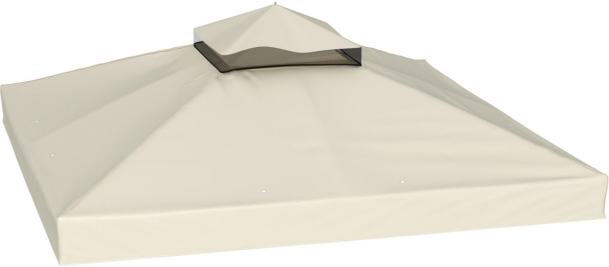 Vervangend Paviljoendak - Dubbel Dak - 3 x 3 m - Waterafstotend Oxford Stof - Crèmekleurig