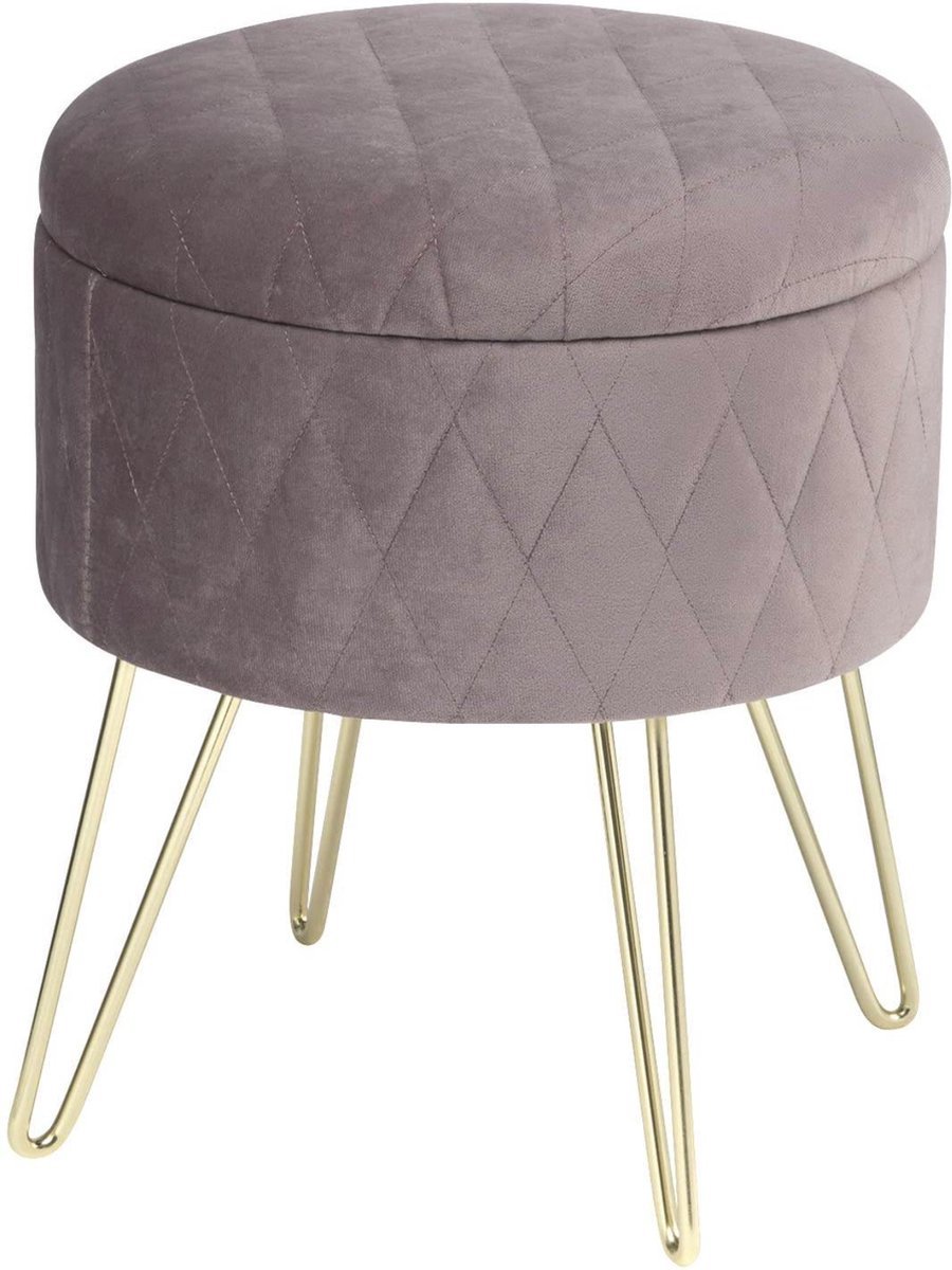 Poef 31.5x31.5x36cm Roze - Velvet, Voetenbank met opbergruimte en Opbergbox hocker - Voor Dagelijks Gebruik, Thuis en Professioneel Gebruik