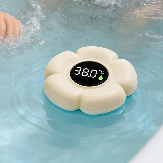 Baby Badthermometer - Watertemperatuurmeter met Led Scherm - Luxe Badthermometer voor Baby & Kind - 3D Bloemen Ontwerp - IP67 Waterdicht - 0°C tot 80°C - Wit — afbeelding 2