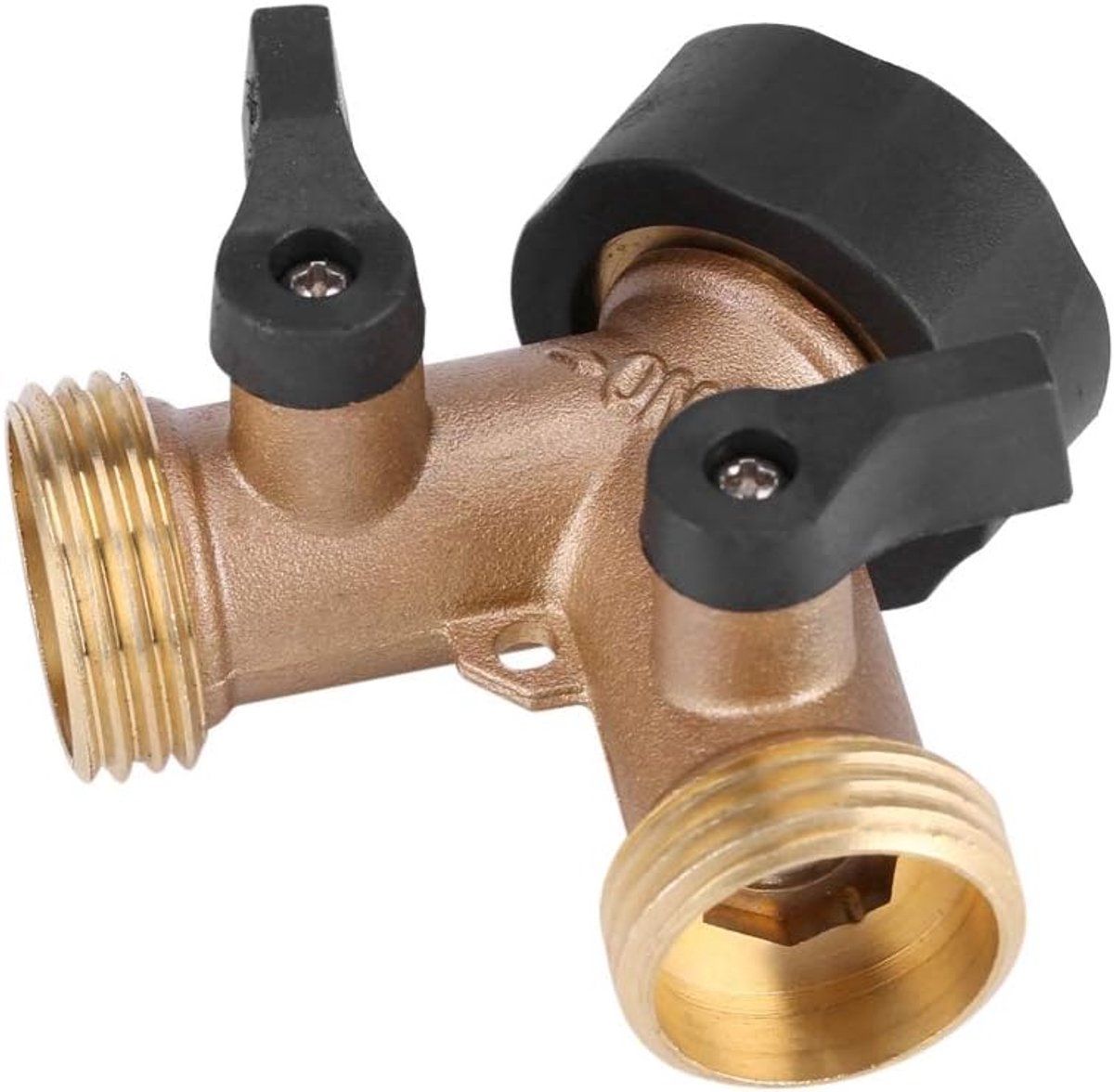 SnelShoppen - Heavy Duty Messing Tuinslang Splitter 2-Weg Adapter met Gooseneck Waterkraan Aansluiting voor Tuin en Gazon