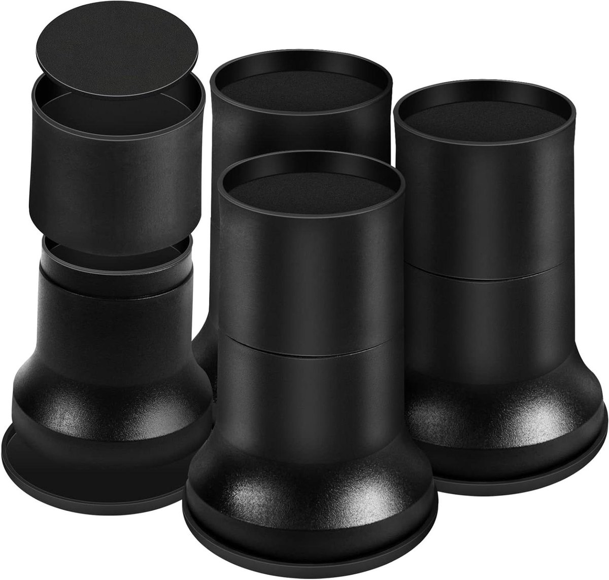 Meubelverhogers - Bedverhogers Tafel - Opbergruimte Creëren - Stapelbaar Verstelbaar - Tot 15.5CM - Zwart