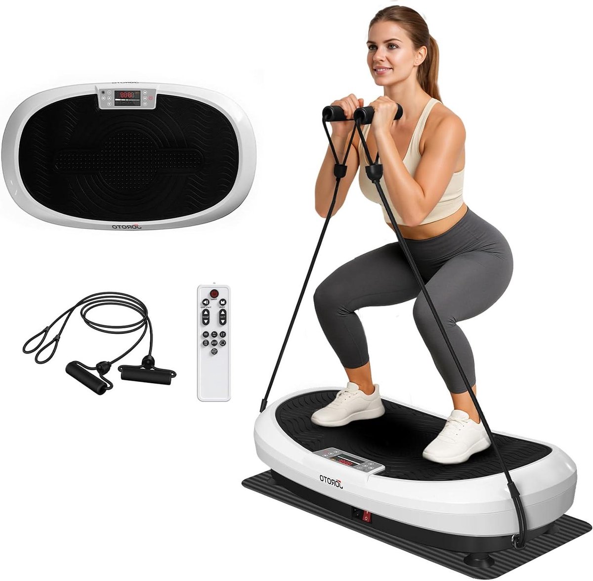 Vibratieplaat - Fitness Platform - Lichaamstraining - Drie Motoren - Max 158KG - Wit