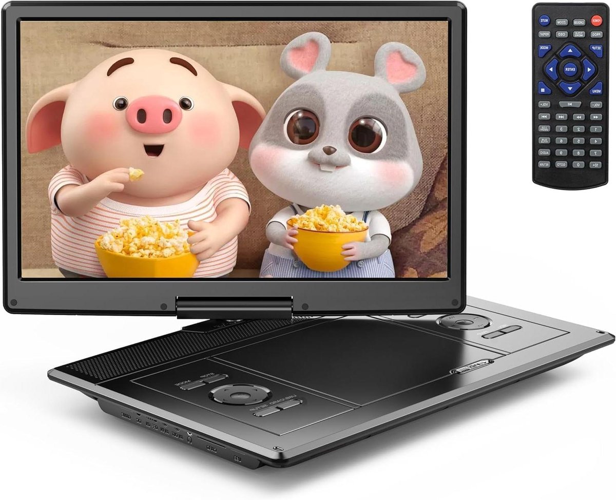 Draagbare DVD-speler - Scherm speler - Films kijken - Groot draaibaar scherm - 155 inch HD - Zwart