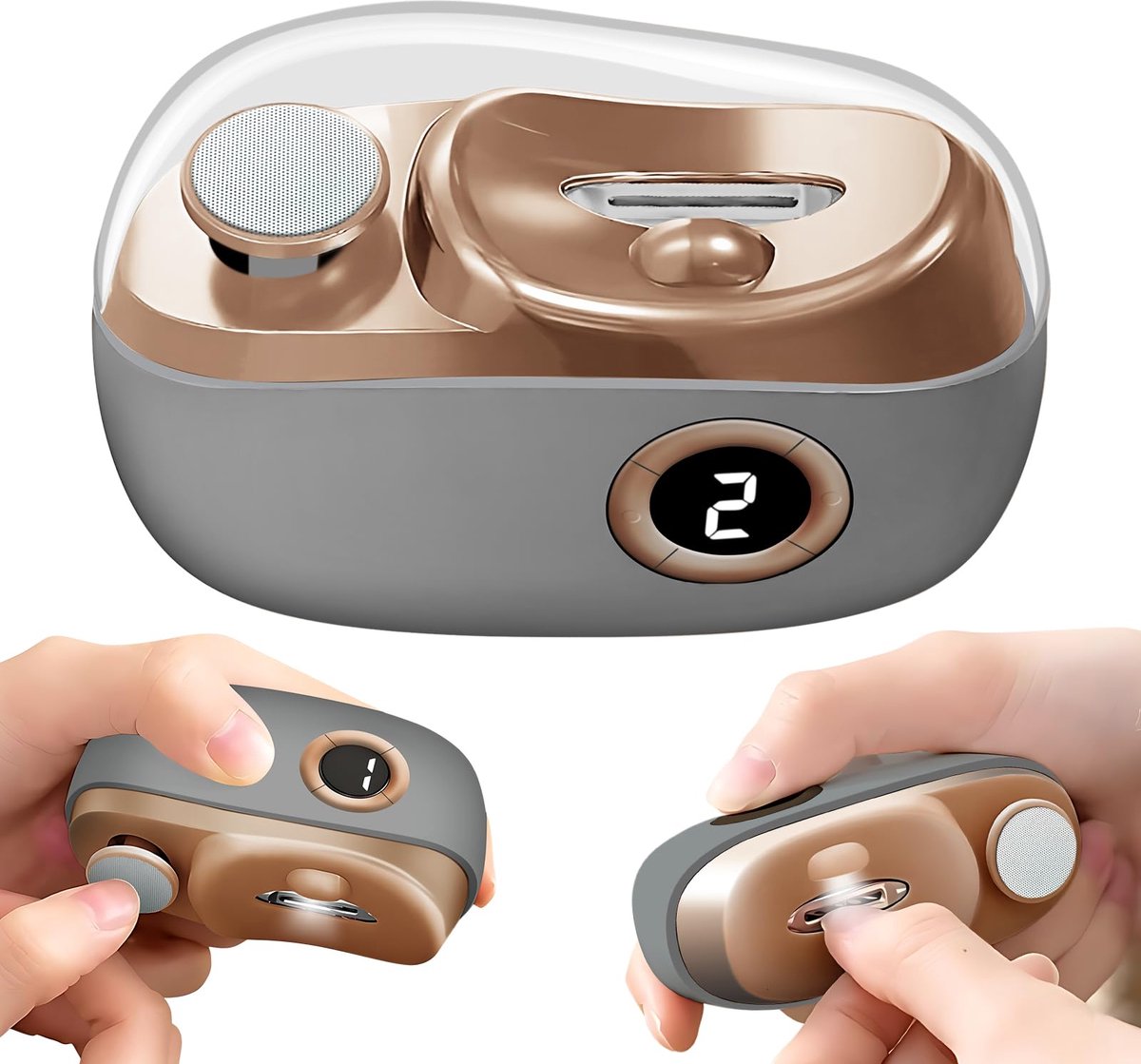 Elektrische Nagelknipper - 3 in 1 Nageltrimmer met LED Verlichting en LCD Display - USB Oplaadbare Nagelverzorging met Nagelvijl - Voor Baby's, Volwassenen en Senioren - Grijs