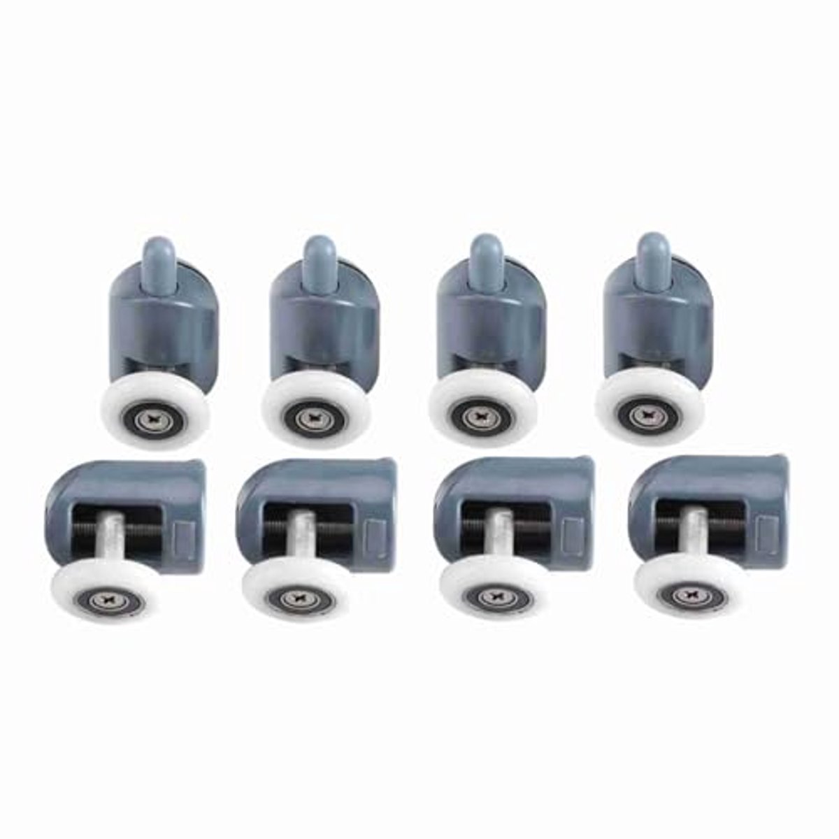 SnelShoppen - Douchedeur Rollen Set 8 Stuks, Enkele Wielen, 304 Rvs, 25x5mm Wielen, Inclusief Schroeven en Dekkapjes, Vervangingsonderdeel Badkamer