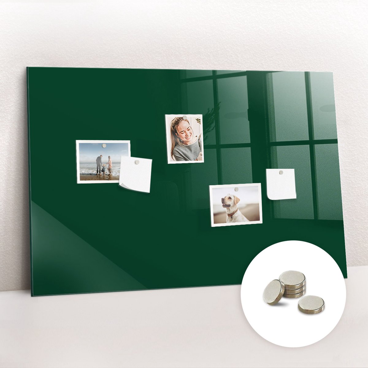 Tulup Glassboard - Kleur: flesgroen Magneetbord - 90 cm x 60 cm - Magnetic Board - Scandinavisch Design Bord - Memobord Keuken Groente - Gratis 5 Sterke Magneten - Magneetbord Keuken - Magnetisch Wandbord