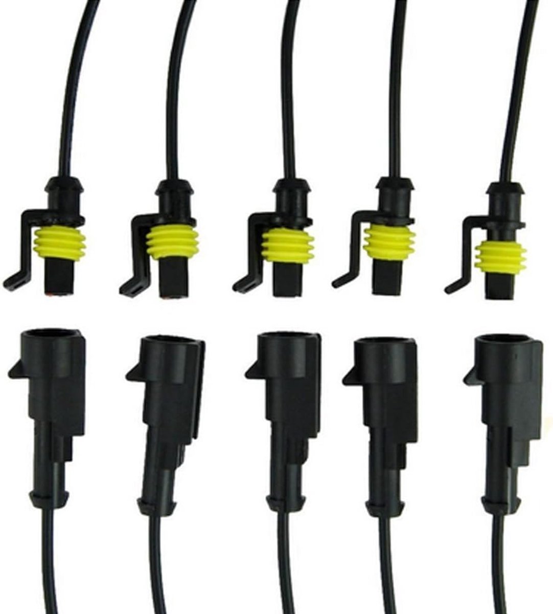 SnelShoppen - 5 x Waterdichte Elektrische Plug 1-Pins Stekker Set met AWG Kabel voor Auto Voertuig Aansluitingen en Marine Toepassingen