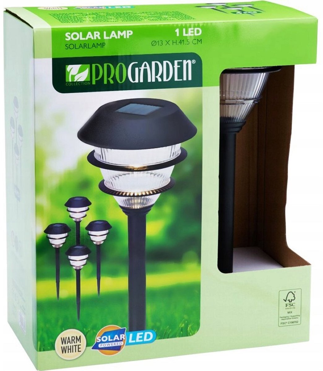 Pro Garden Solar Tuinlampen 4 Stuks Zwart