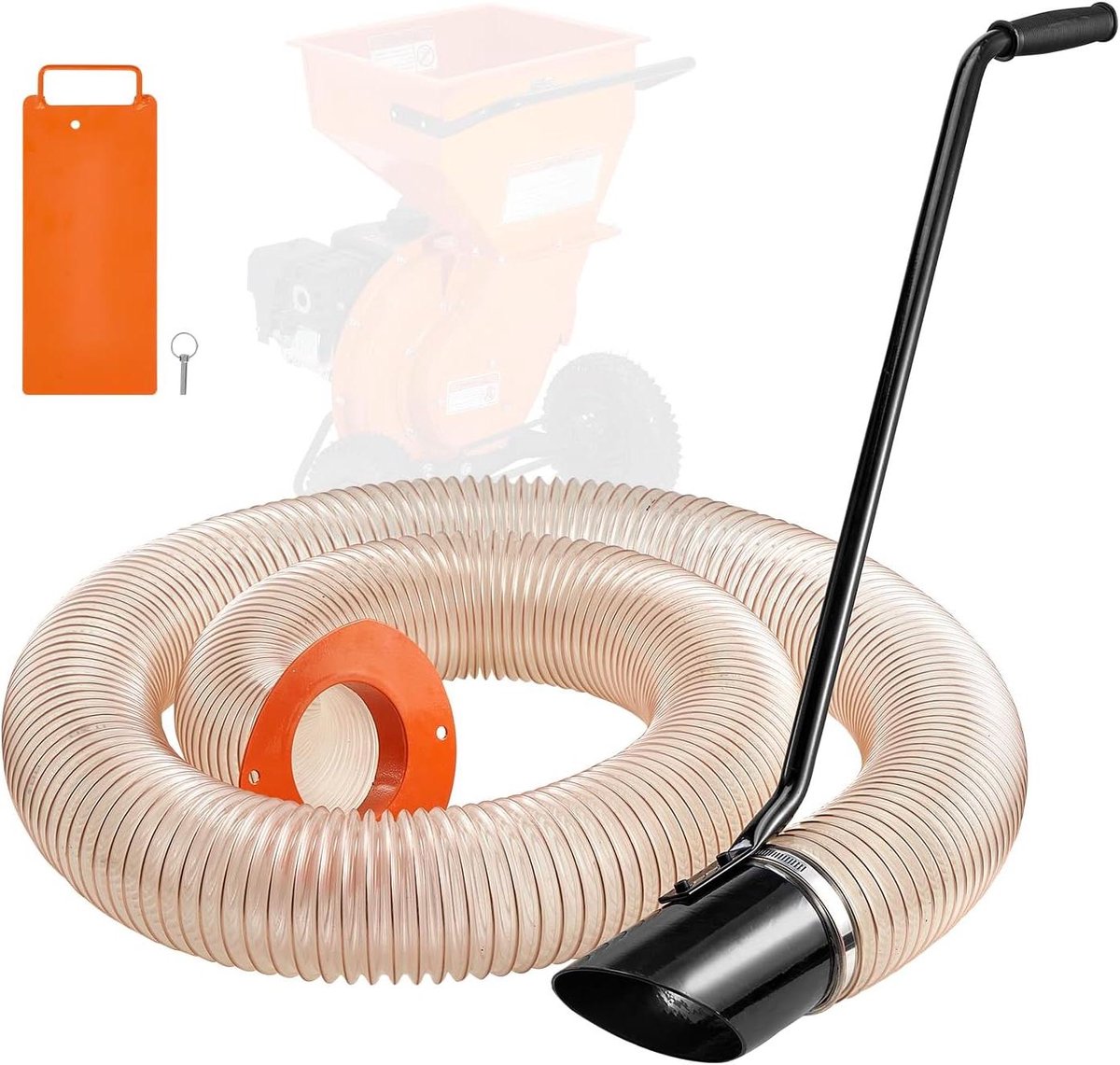 Houtversnipperaar Accessoire - Mulcher Blad Kit - Tuin Opruimen - Universele Pasvorm - 4 Meter Buislengte - Zwart Oranje
