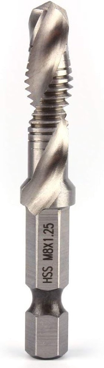 SnelShoppen - Hexagonale Boor met M8 HSS, Hexagonale Tap en 1/4 Inch Boor Bits, Metric Taps voor Precisiewerk en Verbeterde Efficiëntie