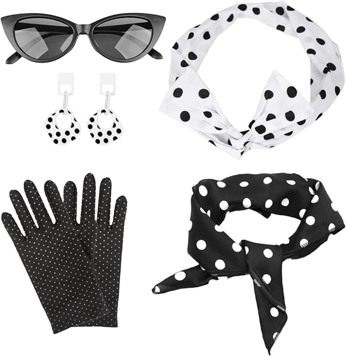 Stijlvolle Damesmode voor Rollenspellen: Vintage Kostuums, Polka Dots, Hoofddoeken, Handschoenen, Sieraden en Haaraccessoires voor Feesten en Carnavals