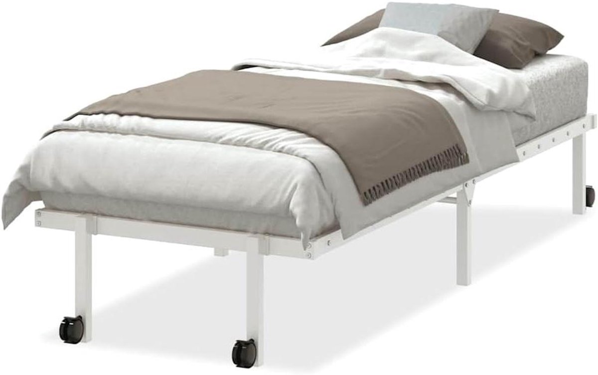 Vouwbed - Logeerbed Dagbed - Ruimte Besparen - Met Wieltjes - 75x190 cm - Wit
