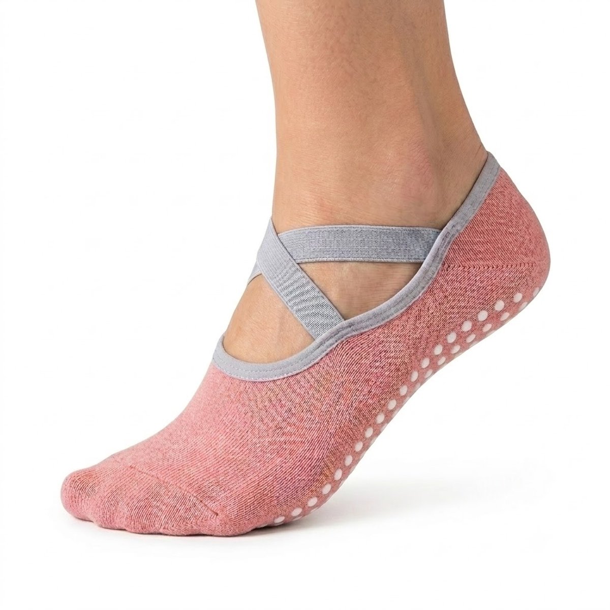 Roze antislip pilates sokken dames ademende ballet sokken met kruiselastiek siliconen antislip zool lage sport sokken voor yoga pilates barre dans fitness en vloeroefeningen maat 36-40