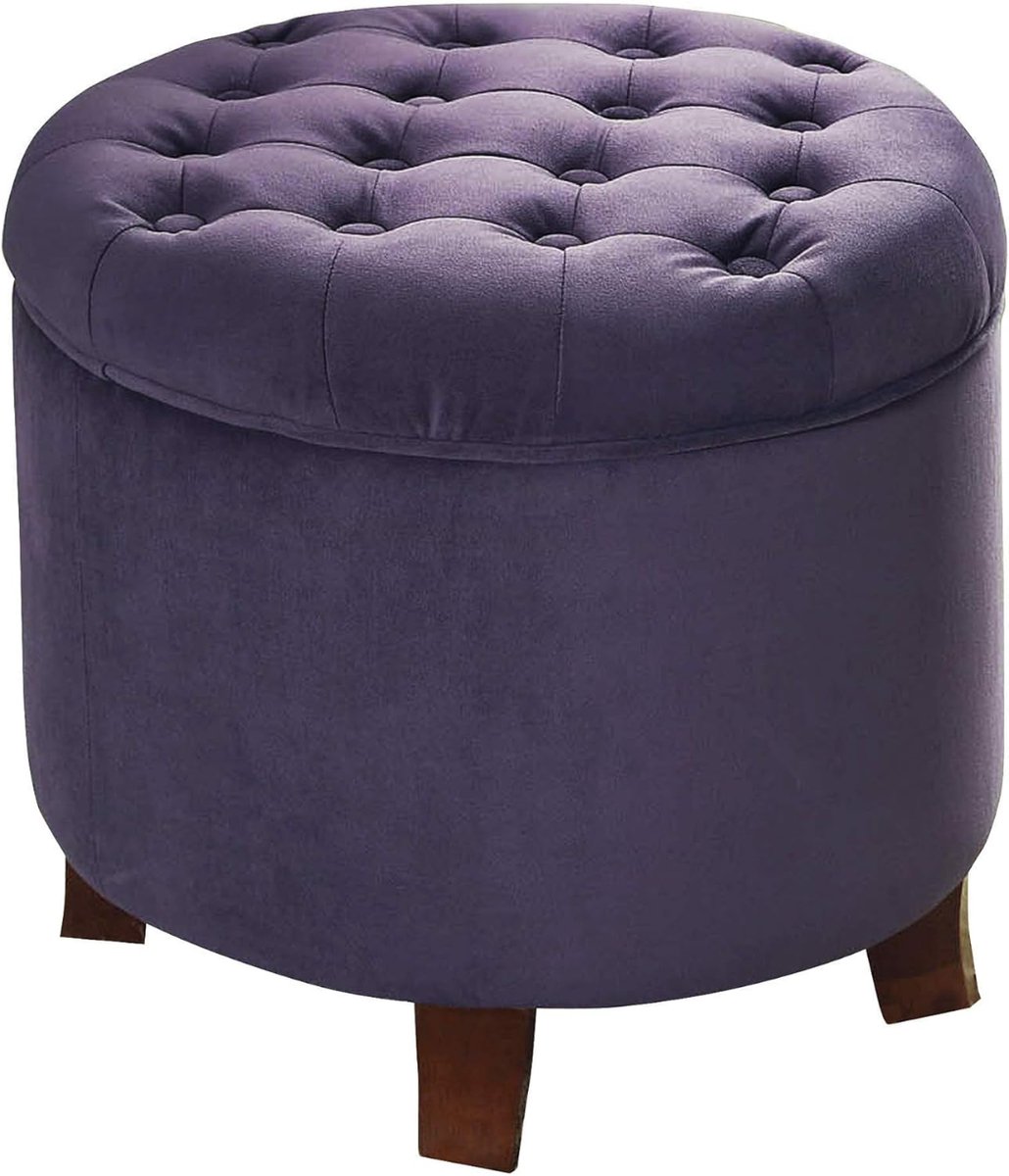 Lìon® Poef - Opbergpoef - Voetenbank - Lila - 48cm x 48cm x 46cm