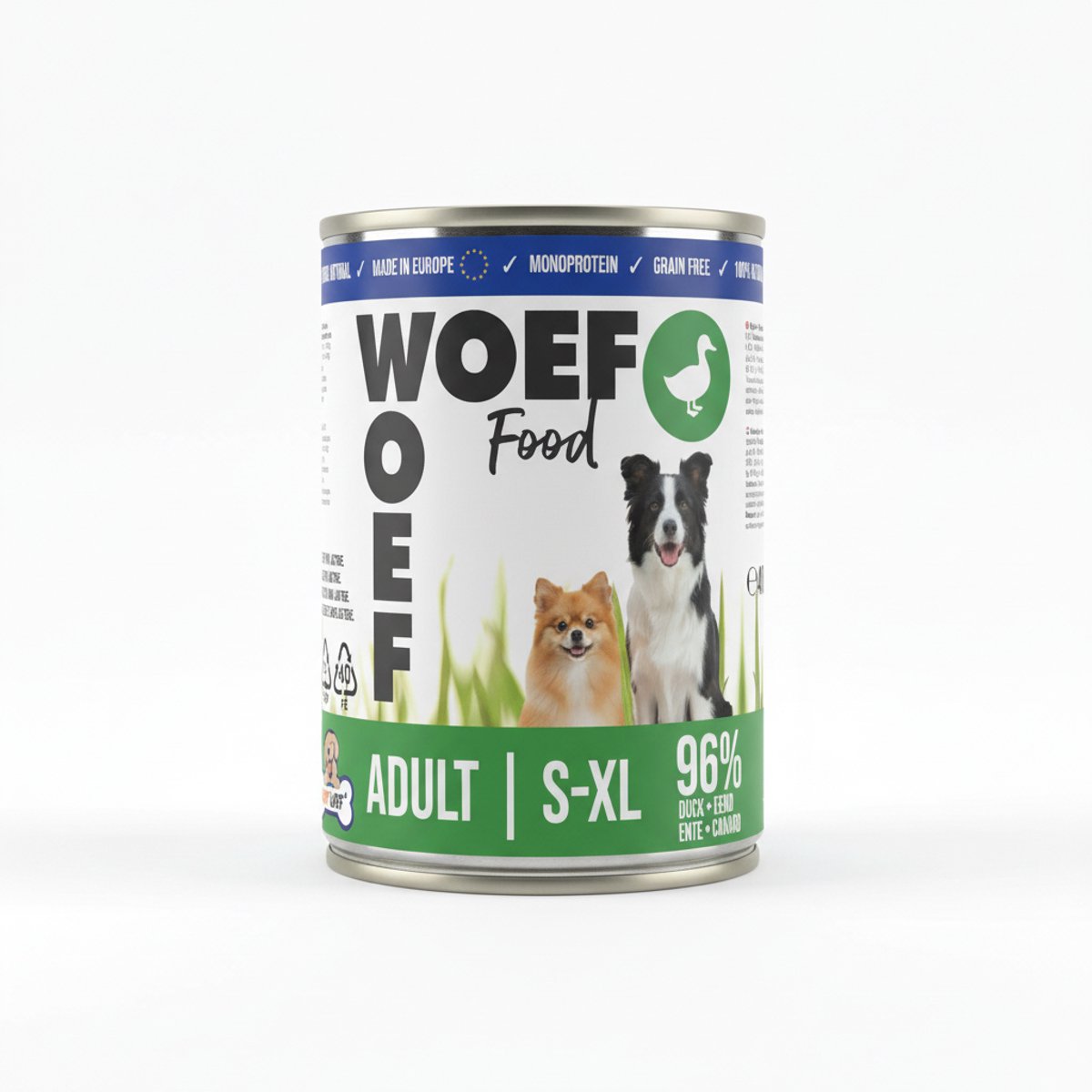Woef Woef Snacks Woef Woef Adult - Natvoer Hond - Hondenvoer - Eend - 24 x 400g - Hypoallergeen - Graanvrij