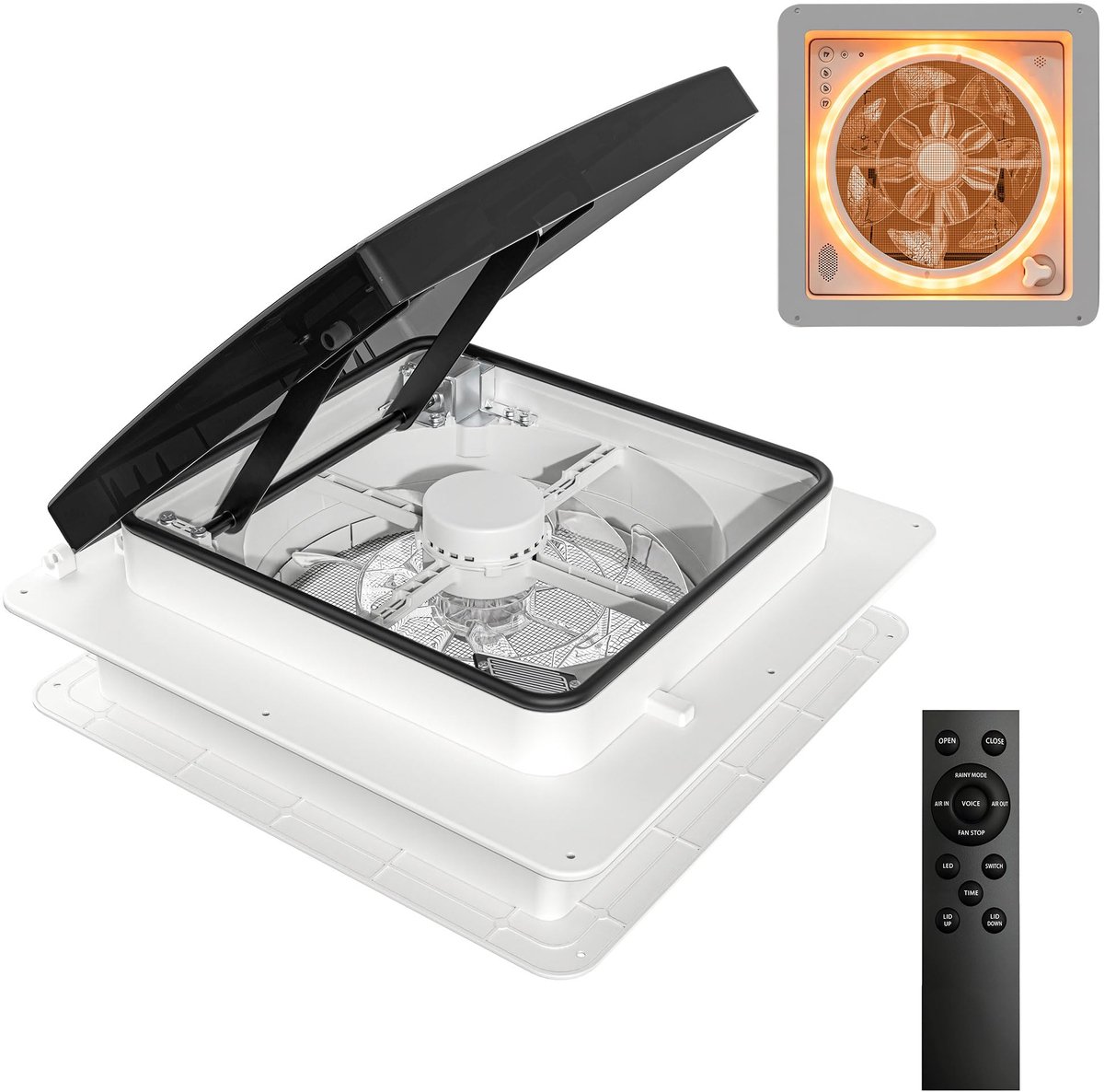 SnelShoppen - 2012 Air Max RV Dakventilator Omkeerbare Afzuigventilator met Regensensor, Ultra Laag Geluidsniveau, 12V Plafondventilator met Afstandsb
