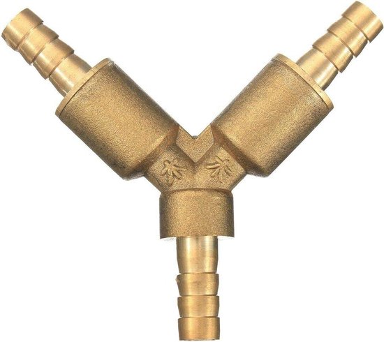 Y Shape Valve Connector - 3 Way Slangaansluiting - Y Controle Afsluiter voor Olie - Water - Gas 10mm Messing van Merkloos	 — afbeelding 4