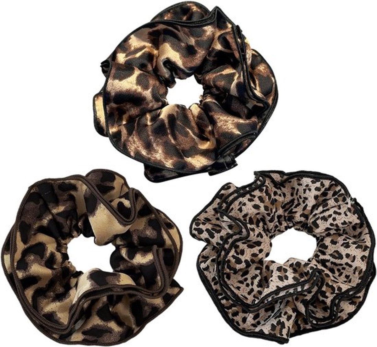 Set van 3 grote darmhaarrings met luipaardpatroon, retro haaraccessoires voor elegante paardenstaarten, modieuze haarbanden voor vrouwen.
