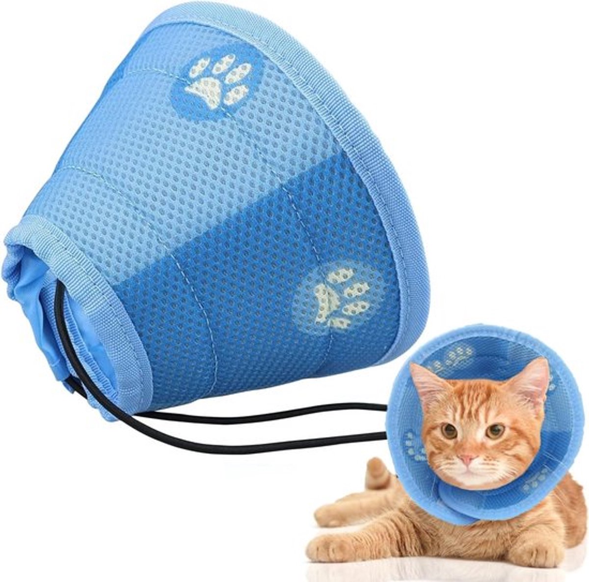 Beschermende Kraag voor Postoperatieve Herstel van Katten en Honden, Geen Likken, Comfortabele Cones (Blauw, S)