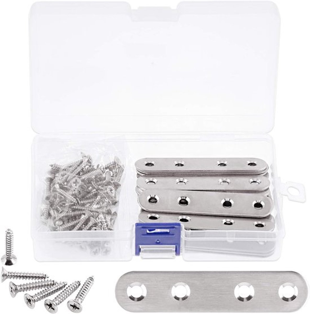 20 Sets RVS Platen voor Reparatie en Verbinding - 80mm Mending Braces met 80 Zelftappende Schroeven voor Stevige Bevestiging