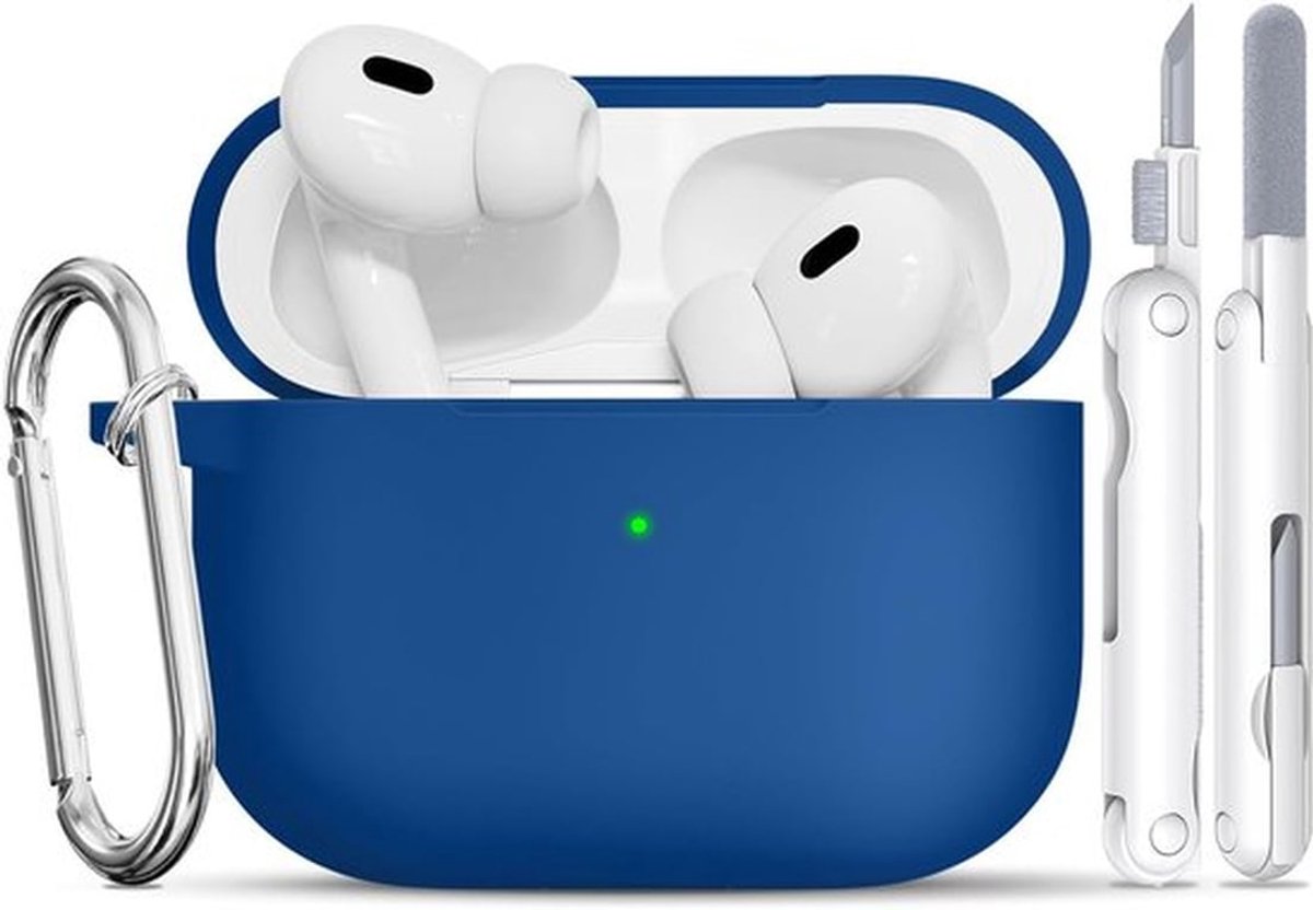 Schokbestendige en Zachte Beschermhoes voor AirPods Pro 2/1 - Inclusief Reinigingspen en Carabiner, Ideaal voor Bescherming en Draagbaarheid