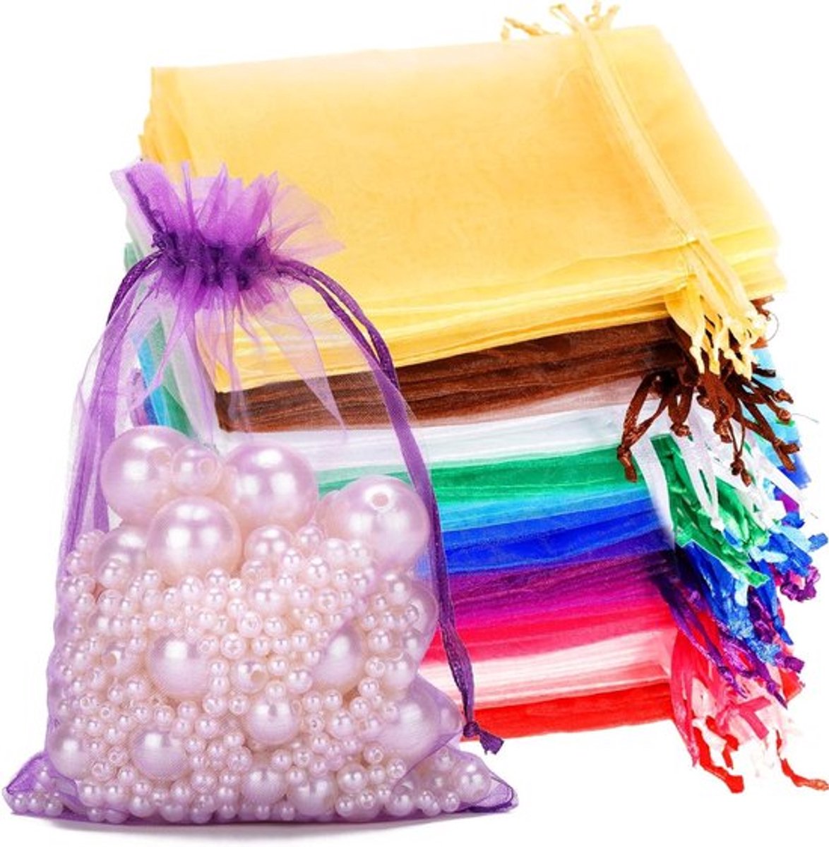 Mix gekleurde organza geschenktassen 10x15cm - 100 stuks medium organza tasjes voor bruiloften, verjaardagen en feestelijke gelegenheden