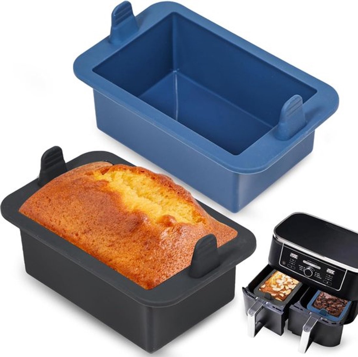 Kleine Siliconen Bakvorm voor Airfryer, Set van 2, Ideaal voor Brood, Taarten en Snacks, 14 x 9 x 6 cm