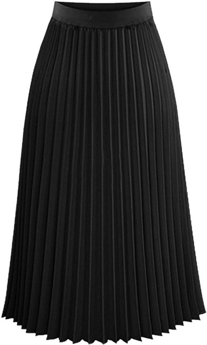 Zomerse Boho Plissé Rok voor Dames, A-lijn Midi Rok in Zwart, Perfect voor Feestjes en Dagelijks Gebruik