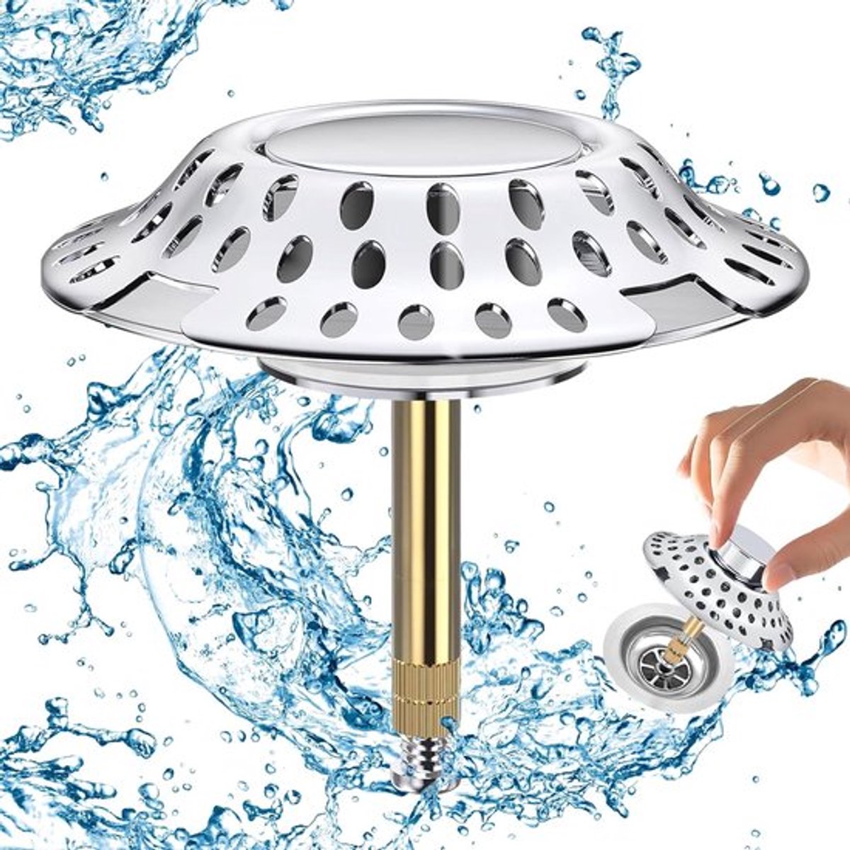 Verstelbare 2-in-1 Badplug met Haarfilter, Antiklever Plug voor Badkuip en Wastafel, Universele Afvoerplug voor 38-44mm Gat met Effectieve Filtratie en Gemakkelijk Onderhoud