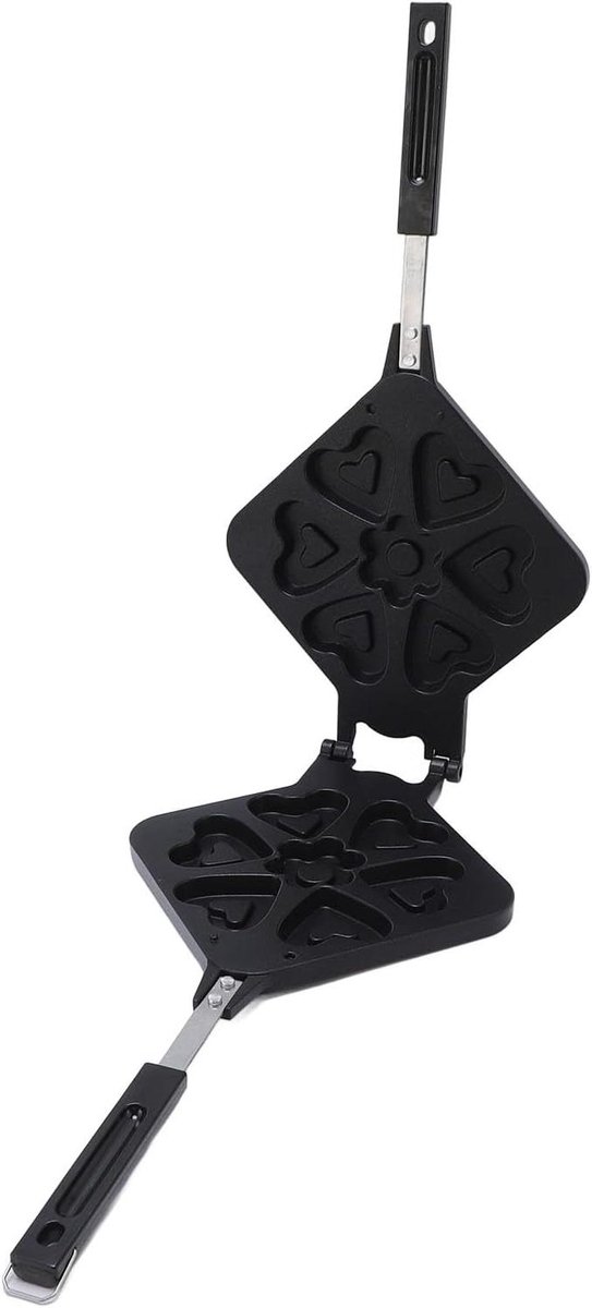 Hartvormig Wafelijzer - Wafelvorm Wafelpan - Ontbijt Maken - Dubbelzijdig Verwarmend - 22 cm Diameter - Zilver
