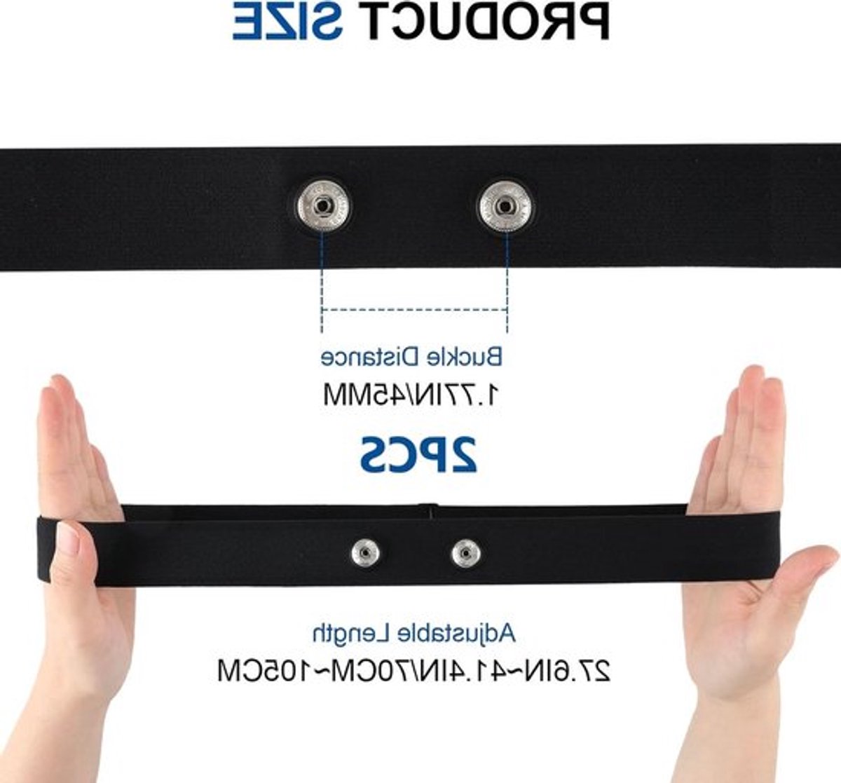 Verstelbare Hartslagband 2-Pack (70cm tot 105cm) voor Hartslagsensor, Bluetooth en Ant+ Compatibiliteit, Geschikt voor Sporthorloges en Fitnessapparatuur