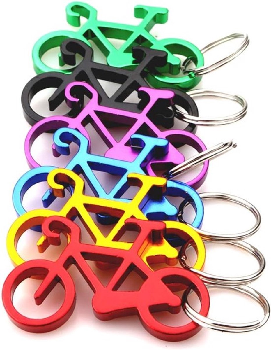 Fiets Sleutelhanger Flesopener - 10 Stuks Aluminium Sleutelhanger voor Dranken, Grappig Cadeau voor Fietsers en Bierliefhebbers, Random Kleur