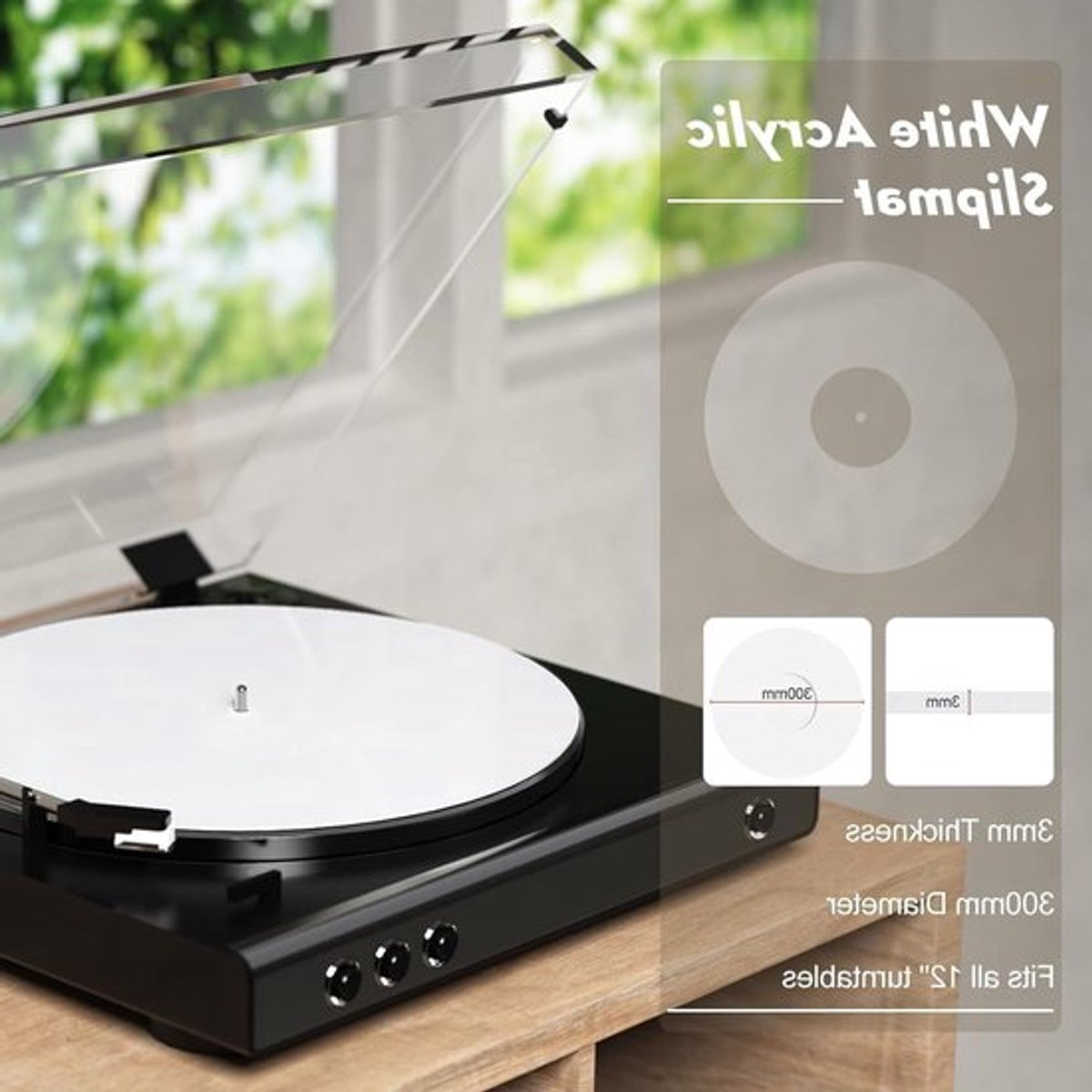 Platter Slip Mat voor 12 Inch Vintage Platenspeler - Vervangende Acryl Mat voor 33 1/3rpm en 45rpm Platen, Vermindert Geluidsoverlast en Statische Lading
