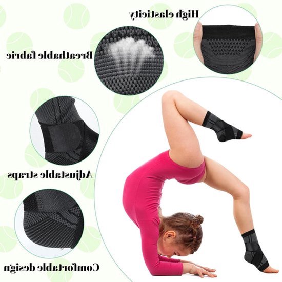 Professionele enkelbandages voor kinderen, unisex, zwart, voor EU schoenmaten 33-36, ideale ondersteuning en stabiliteit — afbeelding 4