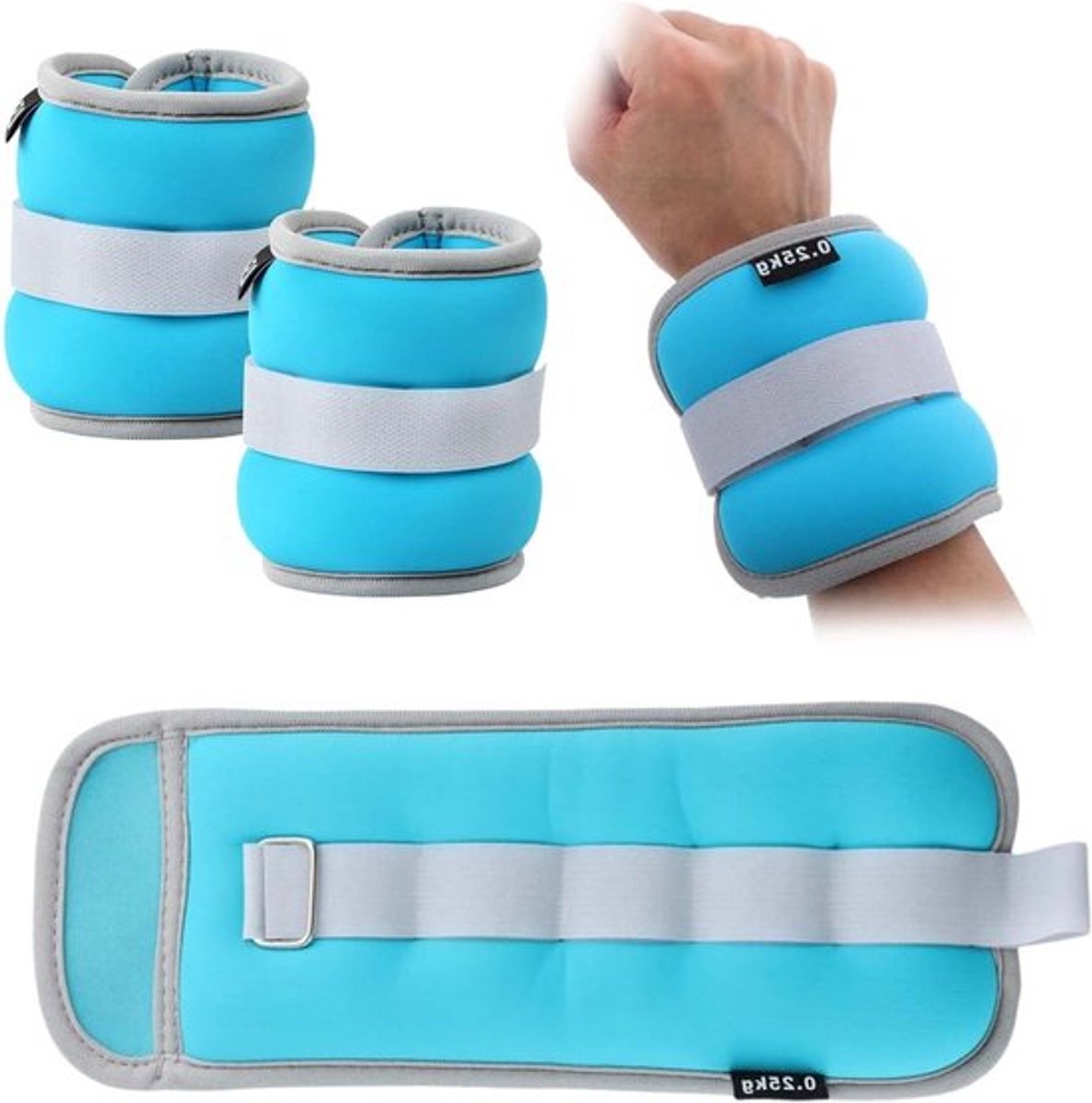Set van 2 Gewichtsmanchetten voor Handen en Voeten, 0.25kg, Ideaal voor Training en Beweging, Versterk Kracht en Uithoudingsvermogen