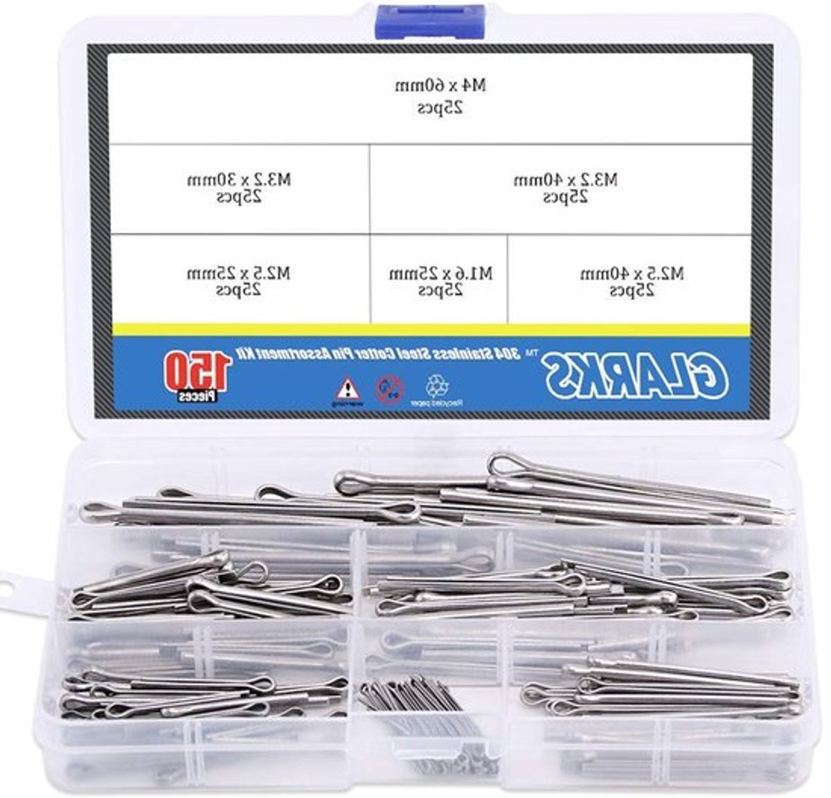 150 Stuks RVS Cotter Pins en Clips - Assortiment van Sleutelhangers en Bevestigingsmaterialen