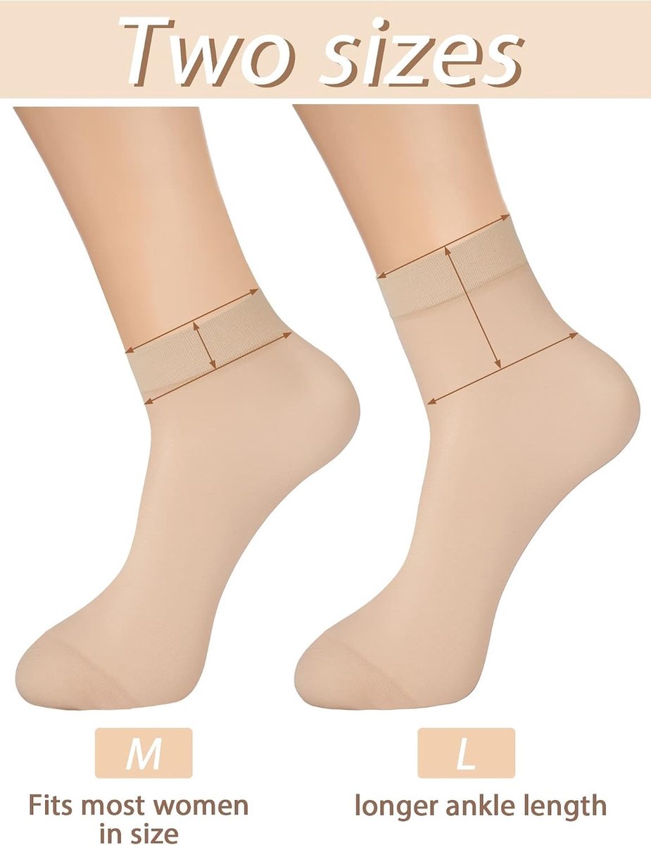 Dunne Nylon Transparante Enkelkousen voor Vrouwen en Meisjes - 12 Paar Hoge Kousen voor Comfort en Stijl