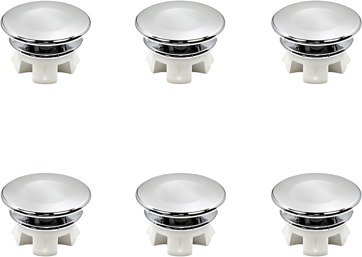 Overloopdeksel voor wastafel en gootsteen - 6 stuks afvoergarnituur, ronde overloopring voor badkamer en keuken, waterafvoer accessoires