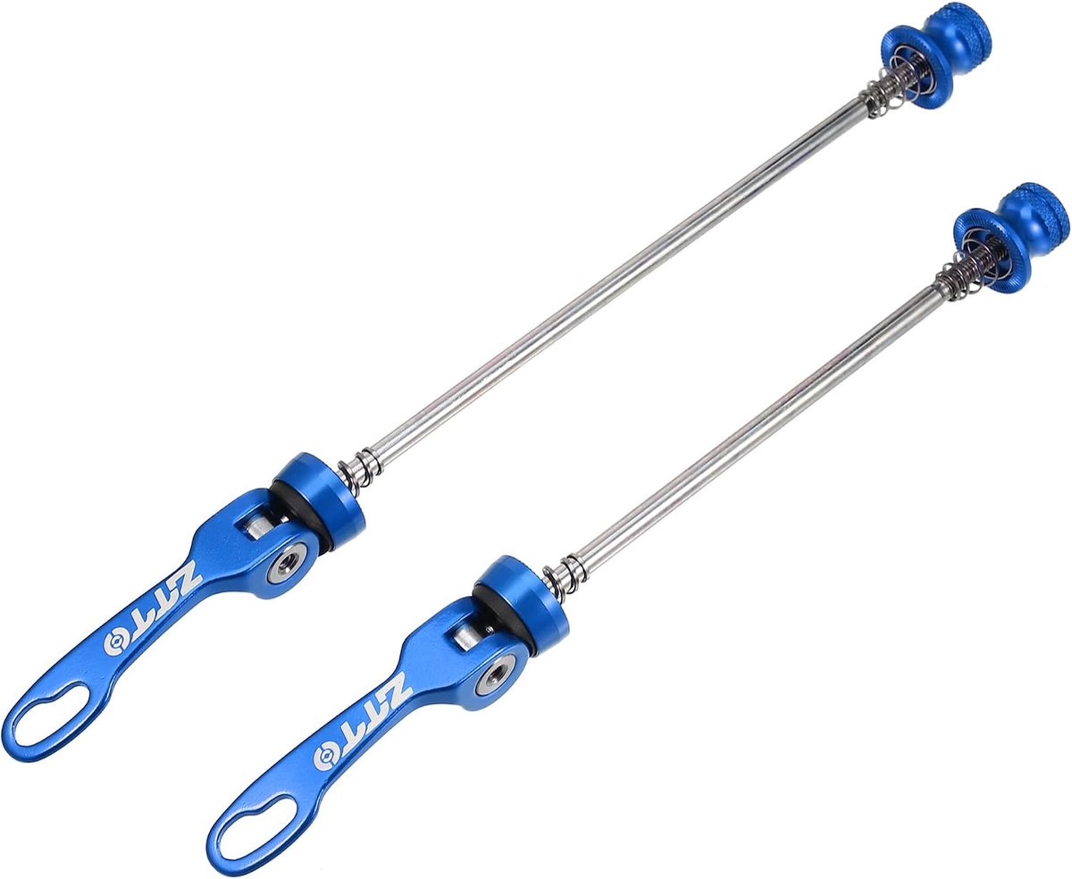 SnelShoppen - 2 Stuks Fiets Snelspanassen Voor Voor- en Achterwiel 15cm 18.5cm Blauw Aluminium Staal