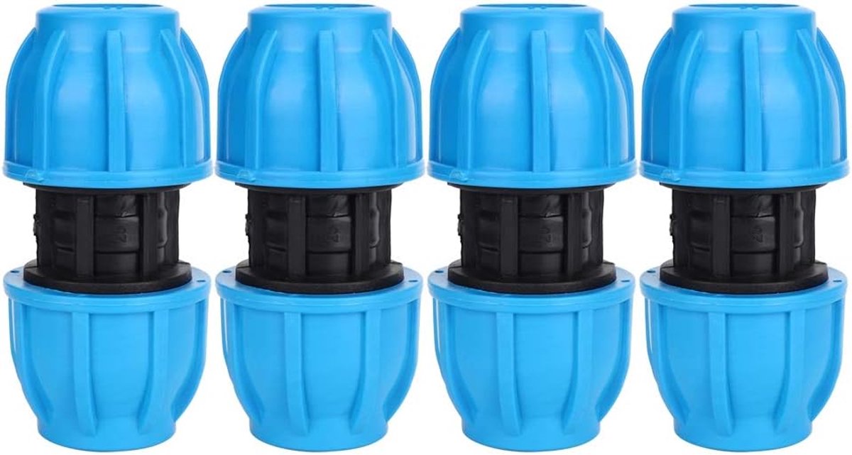 SnelShoppen - 4PCS Waterpijp Aansluiting, Waterpijp Connector, Rechte Buiskoppeling Accessoire Blauw, Kunststof 25mm Naar 25mm Rechthoekige Inlaatklep