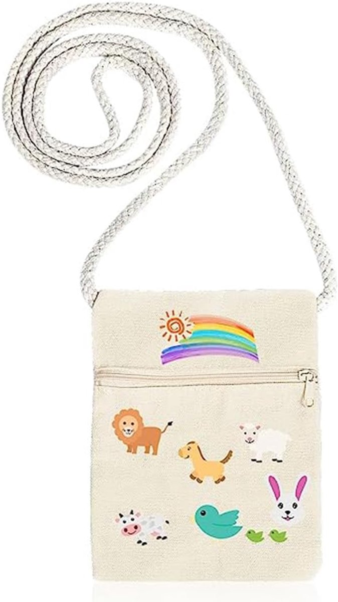 SnelShoppen - 6 Stuks Kindertassen 18x16cm Beige DIY Schoudertas Nektas voor Schilderen en Versieren