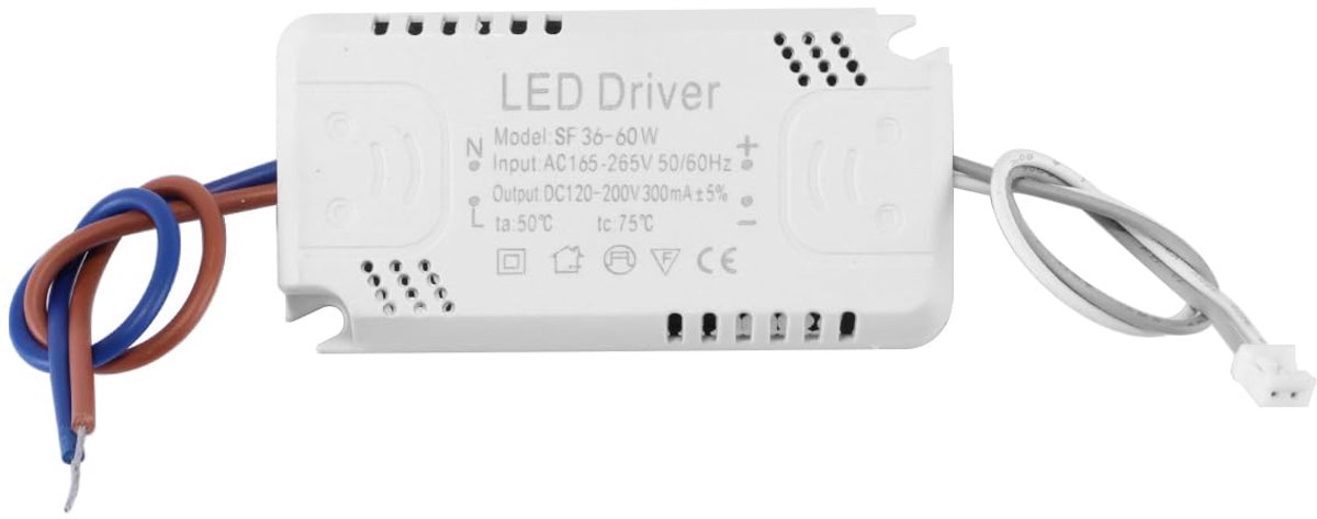 SnelShoppen - LED Driver 36-60W 300mA Voeding Transformer Adapter voor Plafondverlichting - Externe Voeding - Kortsluitbeveiliging - Overbelastingsbev